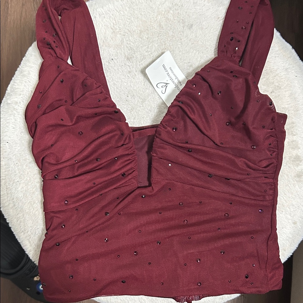 Windsor Burgundy Embellished Bodysuit